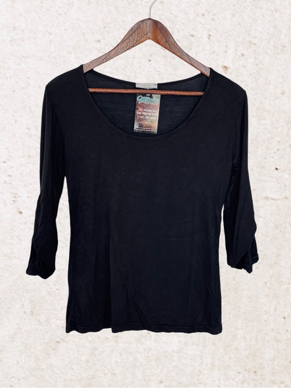 Black Fitted 3/4 Sleeve Blouse